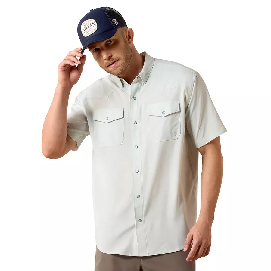 Ariat Men's Western VentTEK Classic Fit Snap Shirt - Aqua Heather