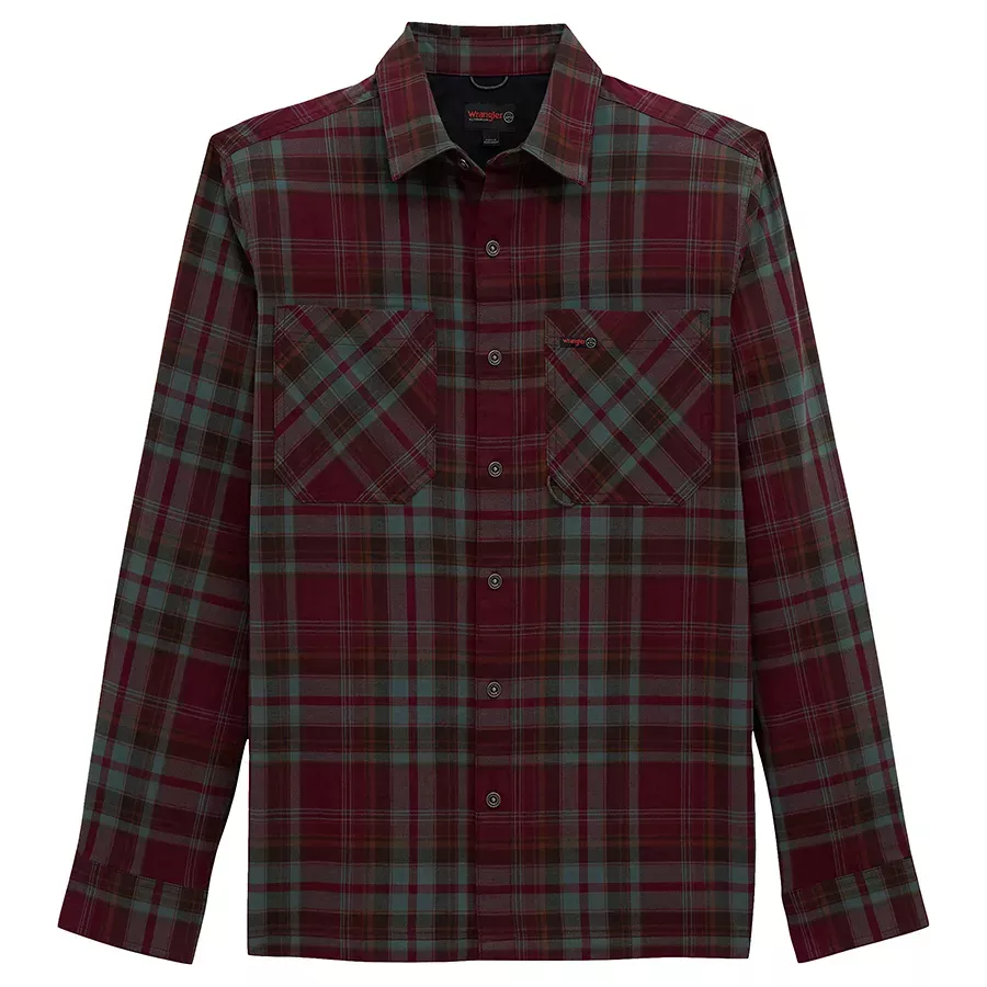 ATG by Wrangler Men's Adventure 365 Long Sleeve Shirt - Fig Multi Check