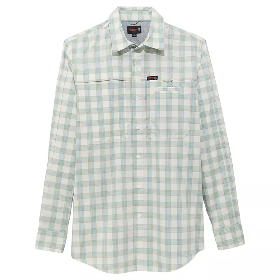 ATG by Wrangler Men's Hike to Fish Long Sleeve Button Down Shirt - White