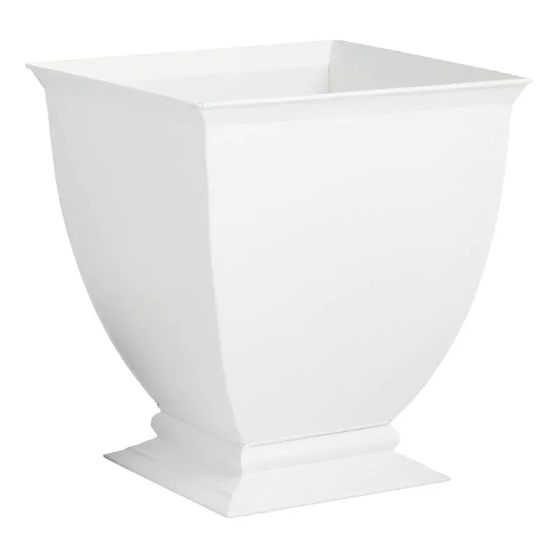 Audrey White Metal Outdoor Planter, Medium