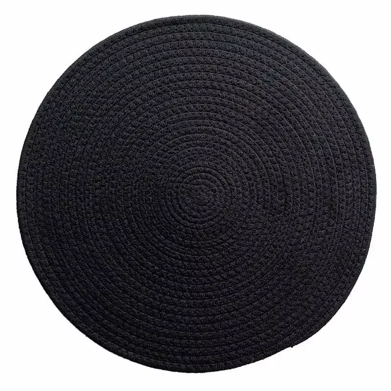 Avilla Black Round Placemat, 15"