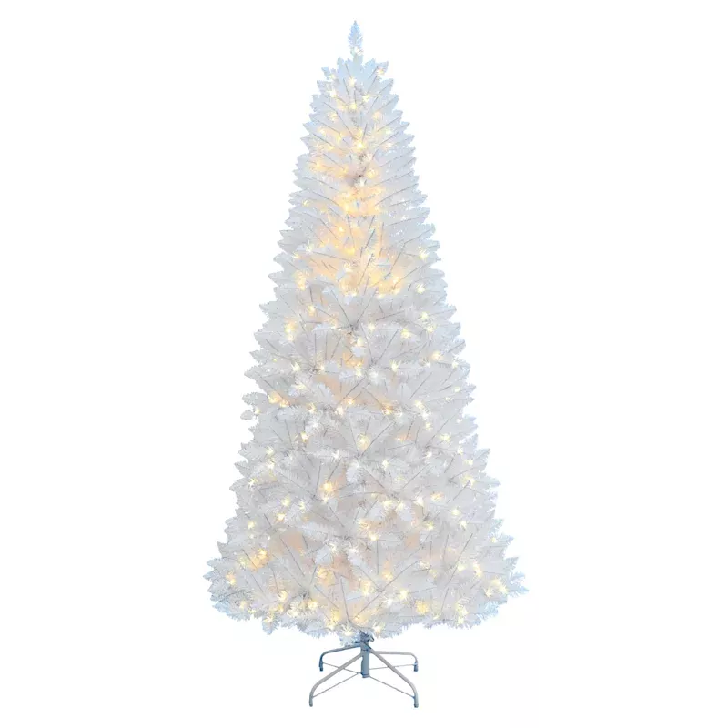 (B27) Pre-Lit White Iridescent Fir Tree, 7'