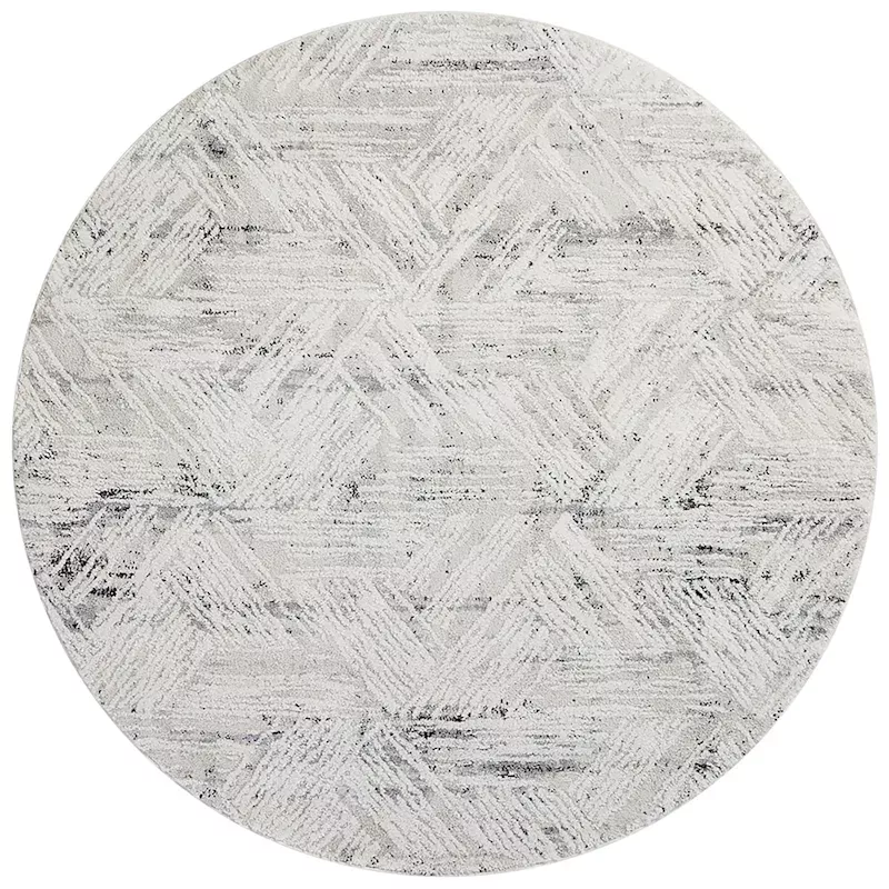 (B593) Boulder Ivory Round Rug, 6'
