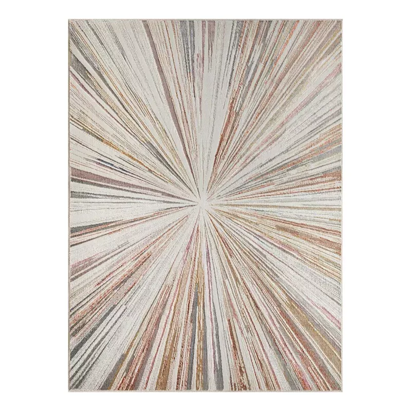 (B872) Crestline Neutral & Grey Abstract Burst Area Rug, 5x7