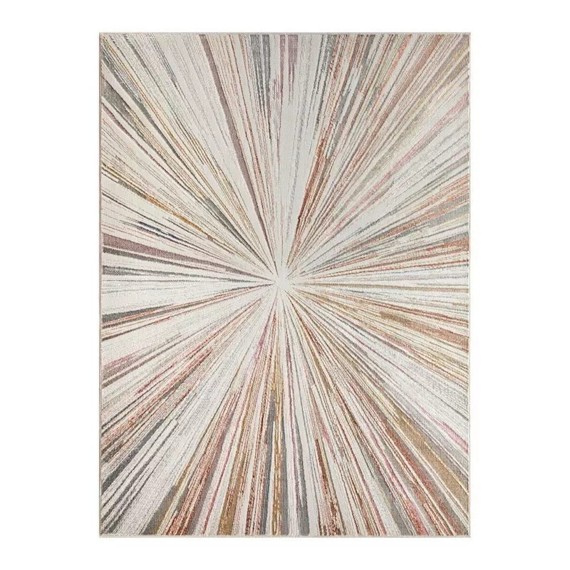 (B872) Crestline Neutral & Grey Abstract Burst Area Rug, 8x10