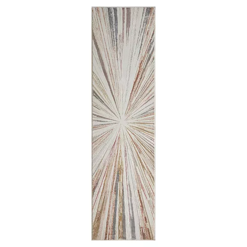 (B872) Crestline Neutral & Grey Abstract Burst Runner, 2x8