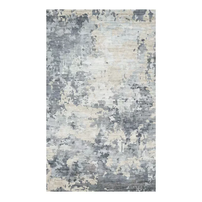 (B875) Dove Grey Splash Patterned Washable Accent Rug, 3x5