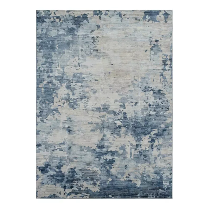 (B875) Dove Grey Splash Patterned Washable Area Rug, 5x7