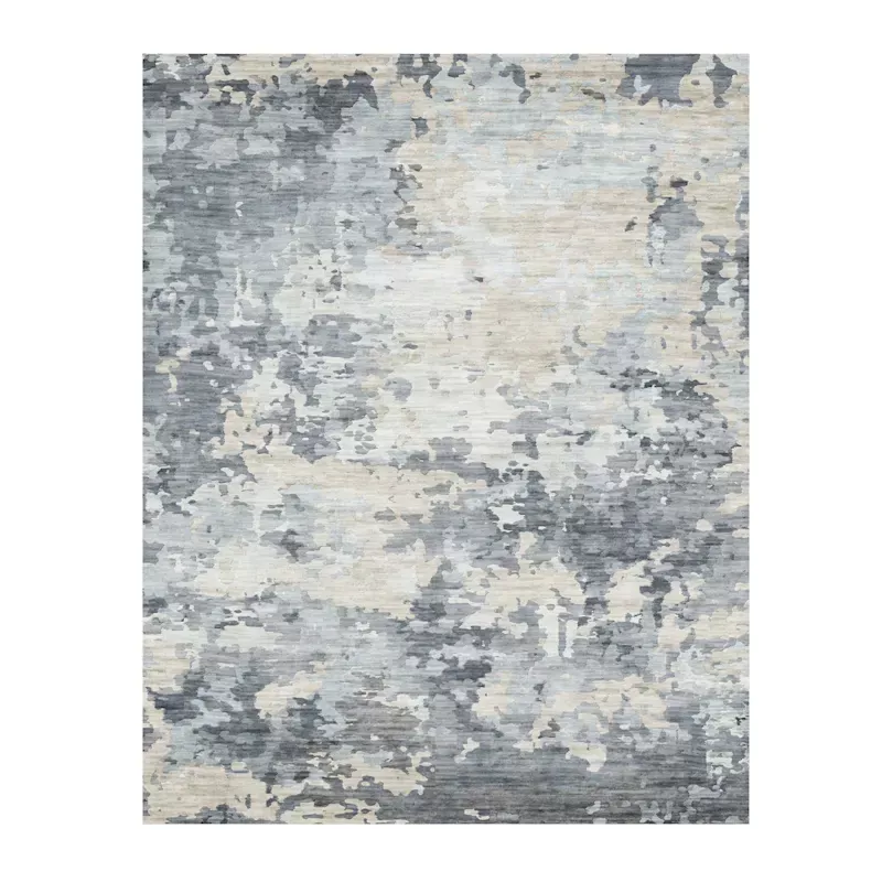(B875) Dove Grey Splash Patterned Washable Area Rug, 8x10