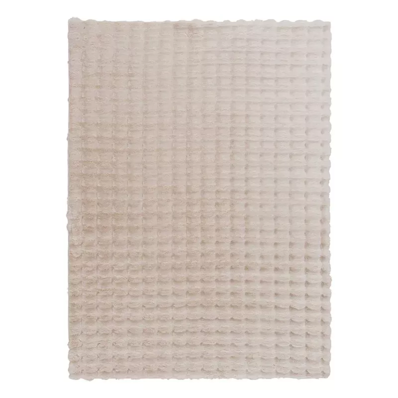 (B883) Beige Bebel Faux Fur Shag Area Rug, 8x10