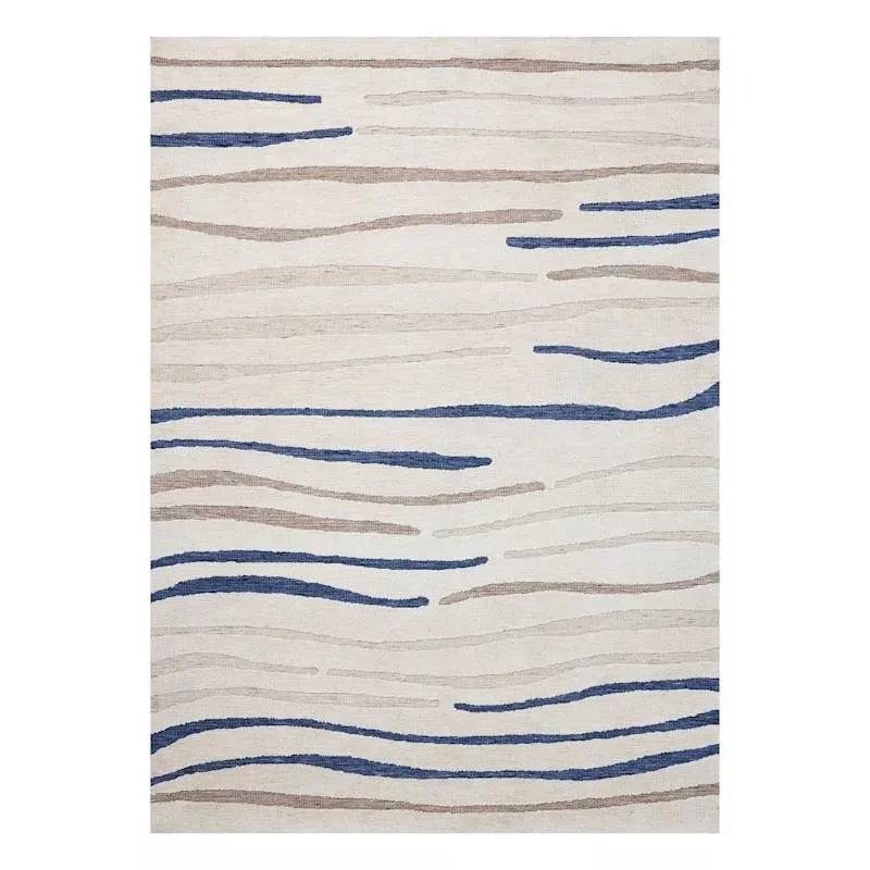 (B885) Indiana Neutral Circular Knit Area Rug, 5x7