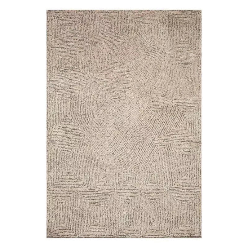 (B886) Boulder Tan & Brown Geometric Area Rug, 5x7