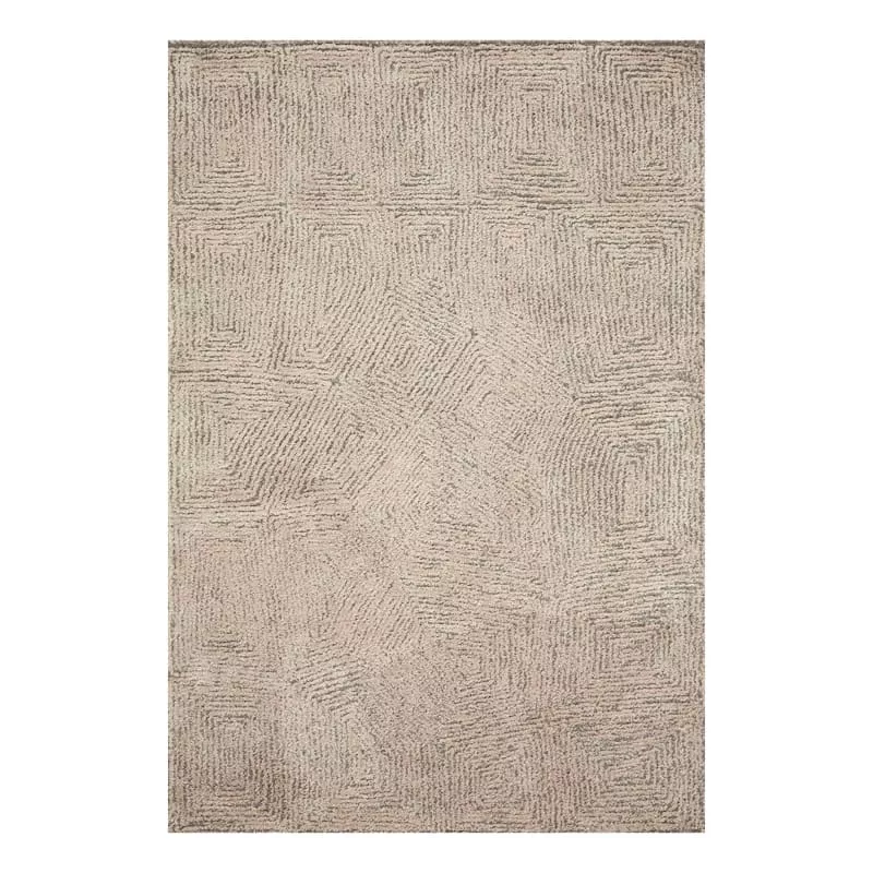 (B886) Boulder Tan & Brown Geometric Area Rug, 8x10