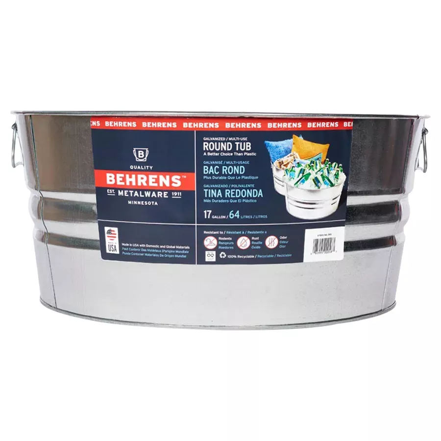 Behrens Galvanized Steel Round Tub - 17 gal