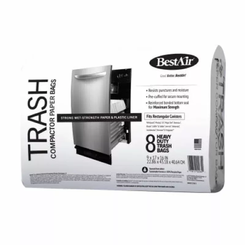 Best Air WMCK133508 8-Pack Of Paper Trash Compactor Bags – Quantity of 2