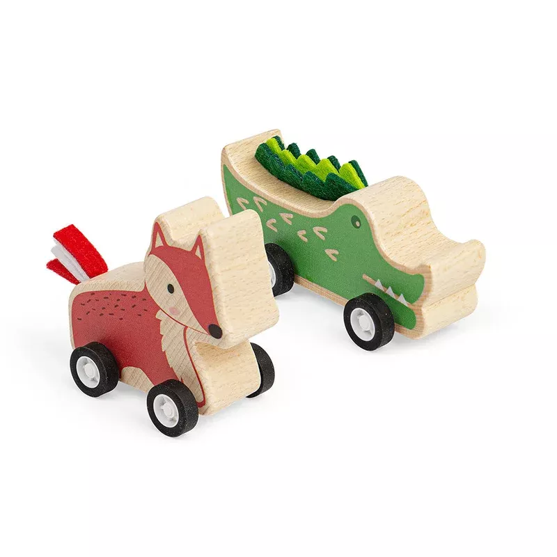 Bigjigs Toys Wooden Animal Pull Backs (Fox & Croc)