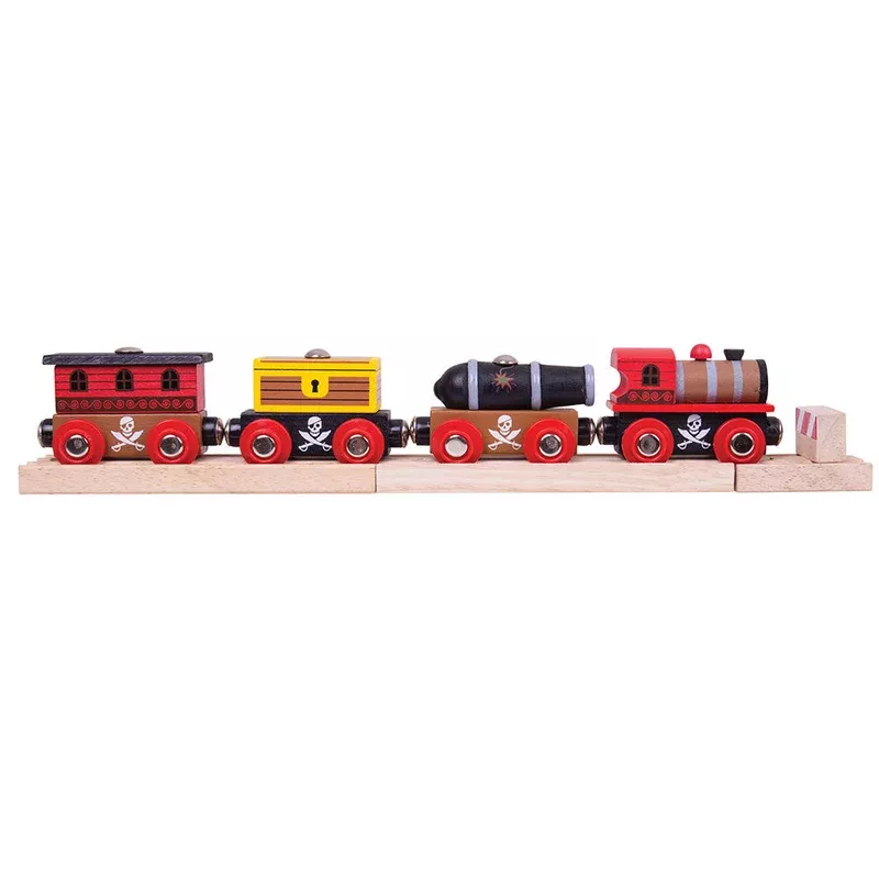 Bigjigs Toys Wooden Pirate Train Engine & Carriages