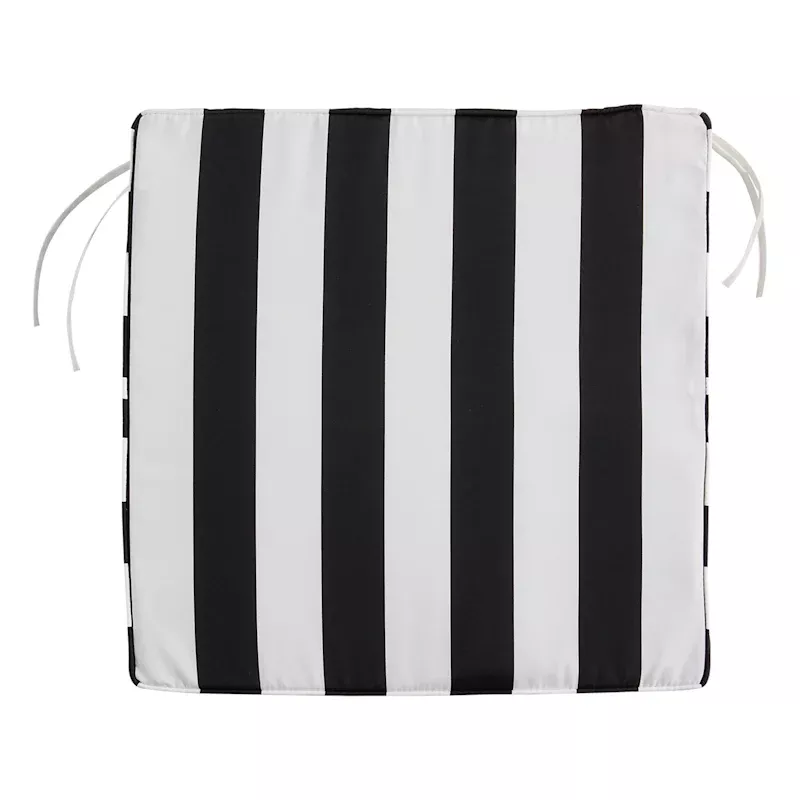 Black Awning Stripe Outdoor Deep Seat Cushion