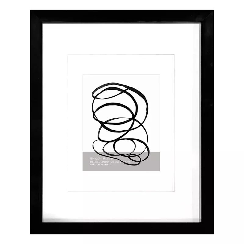 Black Double Mat Wide Wall Frame, 16x20