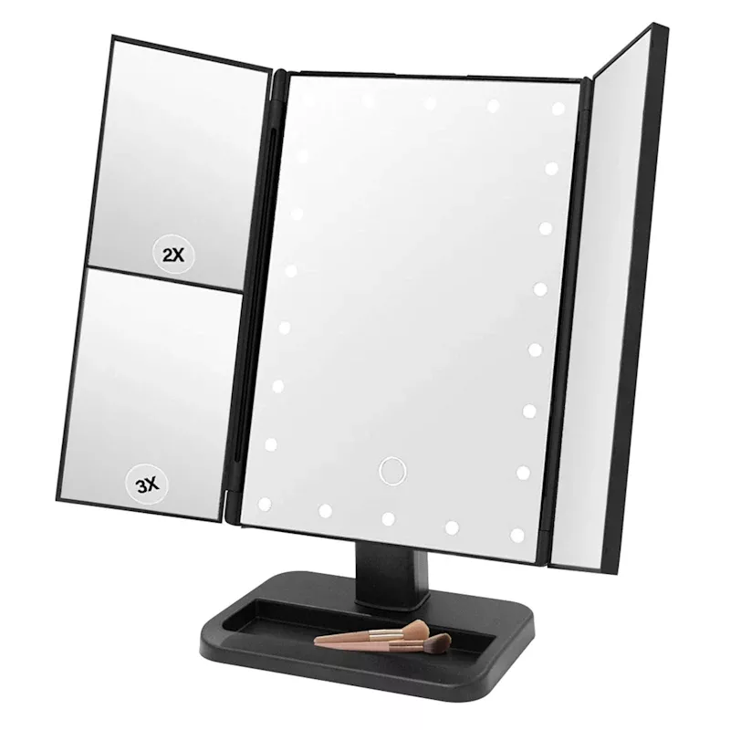 Black LED Trifold Mirror, 11"