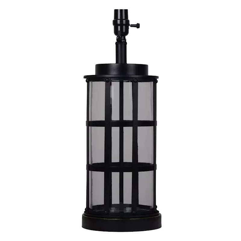 Black Metal with Silver Glass Table Lamp Base, 19"