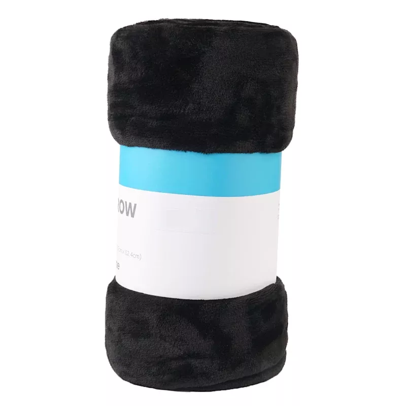 Black Microfiber Plush Throw Blanket, 50x60