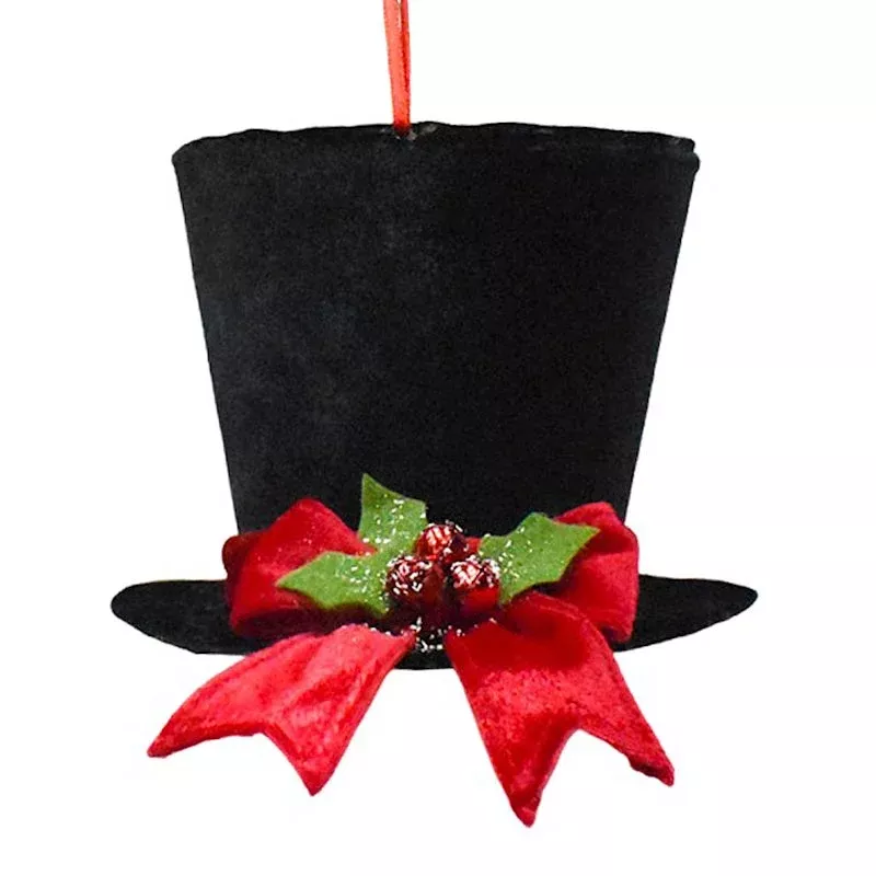 Black Top Hat Ornament, 4.5"