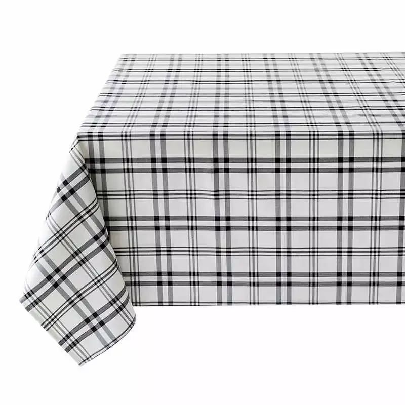 Black & White Thompson Plaid Tablecloth, 60x104