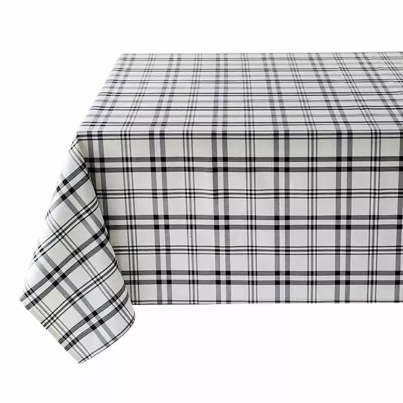 Black & White Thompson Plaid Tablecloth, 60x84