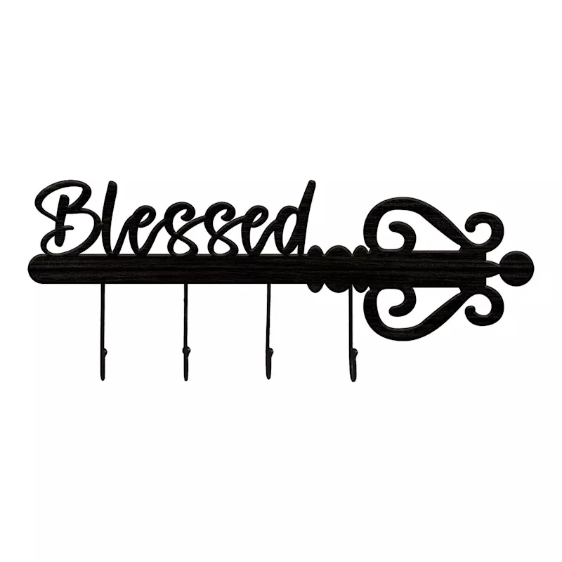Blessed Wall Sign with Hooks, 8x20