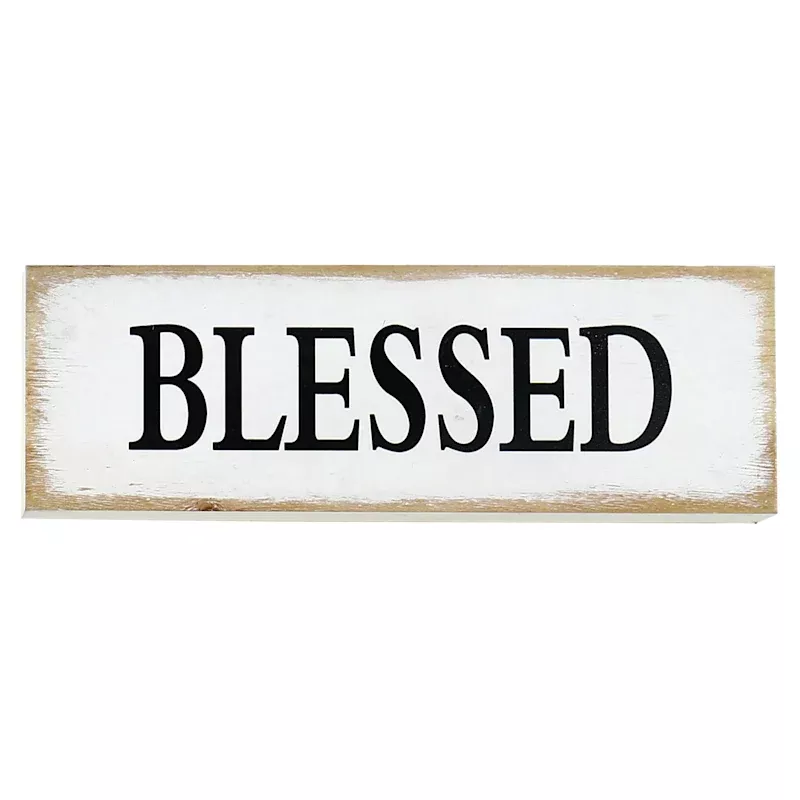 Blessed Wooden Wall Sign, 16x5