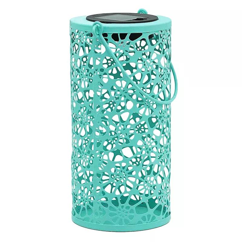 Blue Metal Solar Outdoor Lantern, 8"
