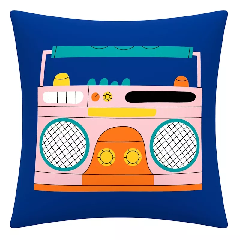 Blue Stereo Square Outdoor Throw Pillow, 16"