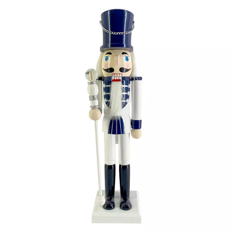 Blue & White Solider Nutcracker, 15"