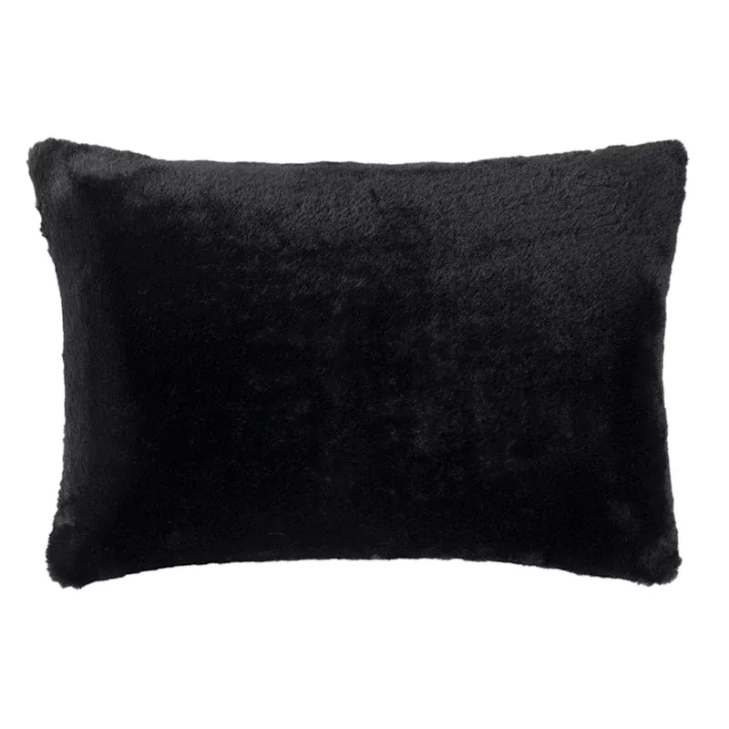 Bristol Black Faux Fur Throw Pillow, 14x20