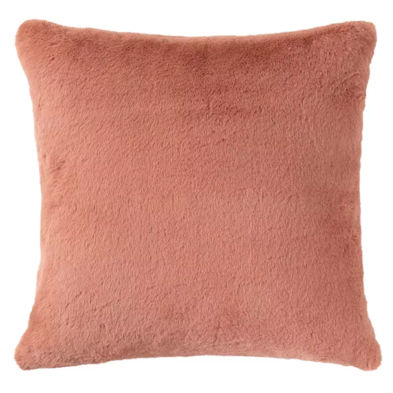 Bristol Blush Faux Fur Throw Pillow, 18"