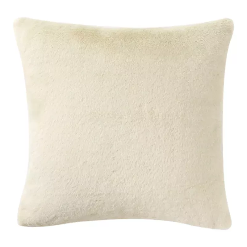 Bristol Cream Faux Fur Throw Pillow, 24"