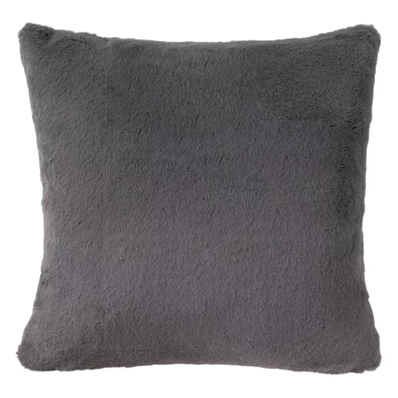 Bristol Dark Grey Faux Fur Throw Pillow, 24"