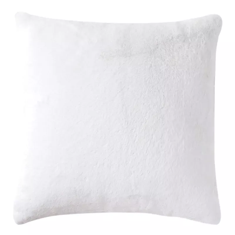 Bristol White Faux Fur Throw Pillow, 24"