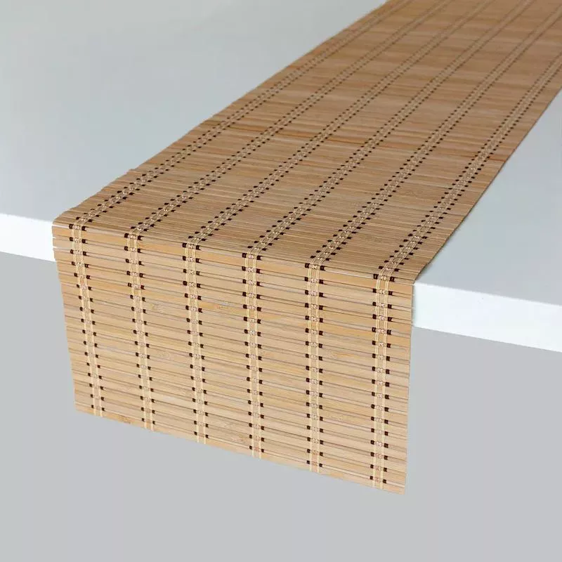Brown Caribbean Bamboo Table Runner, 14x72