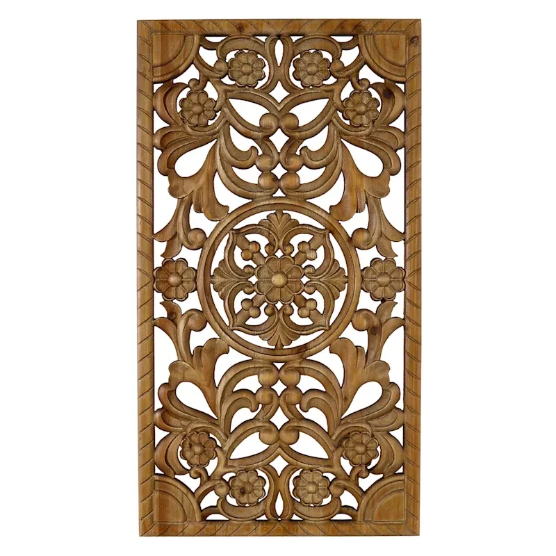 Brown Carved Wooden Wall Decor, 17x31