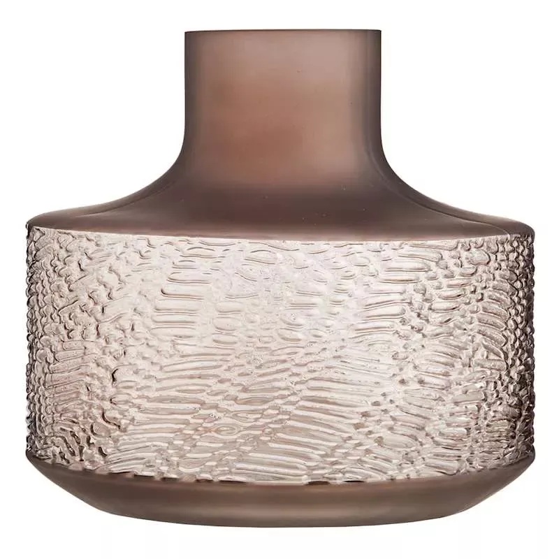 Brown Textured Glass Vase, 8"