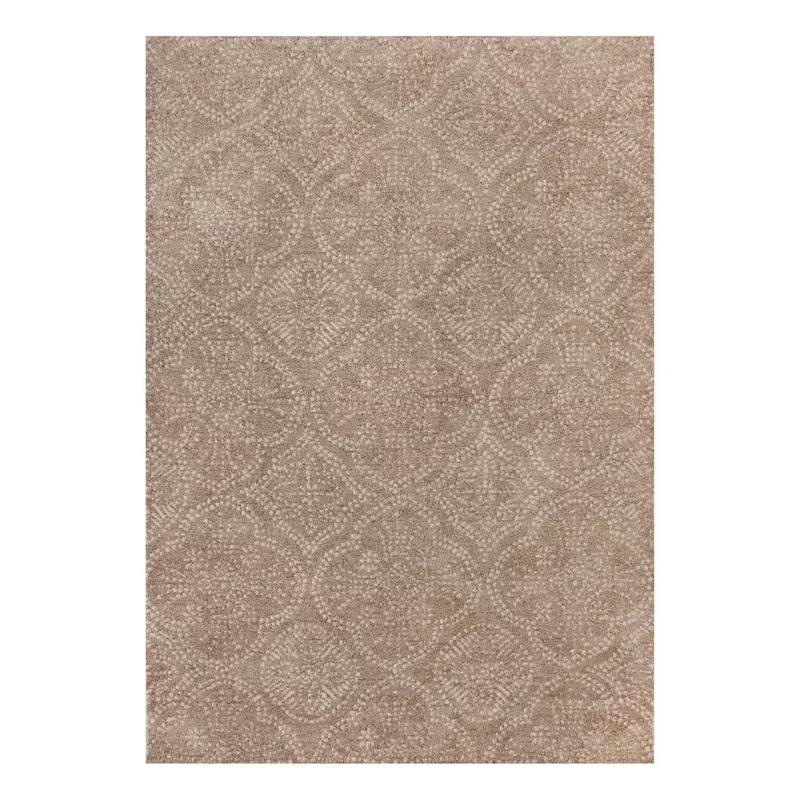 (C202) Hayne Neutral Floral Shag Area Rug, 5x7