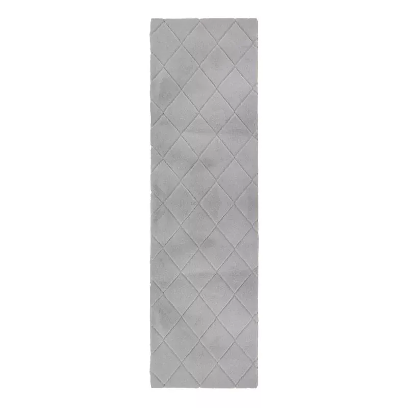 (C209) Grey Faux Rabbit Fur Runner, 2x7