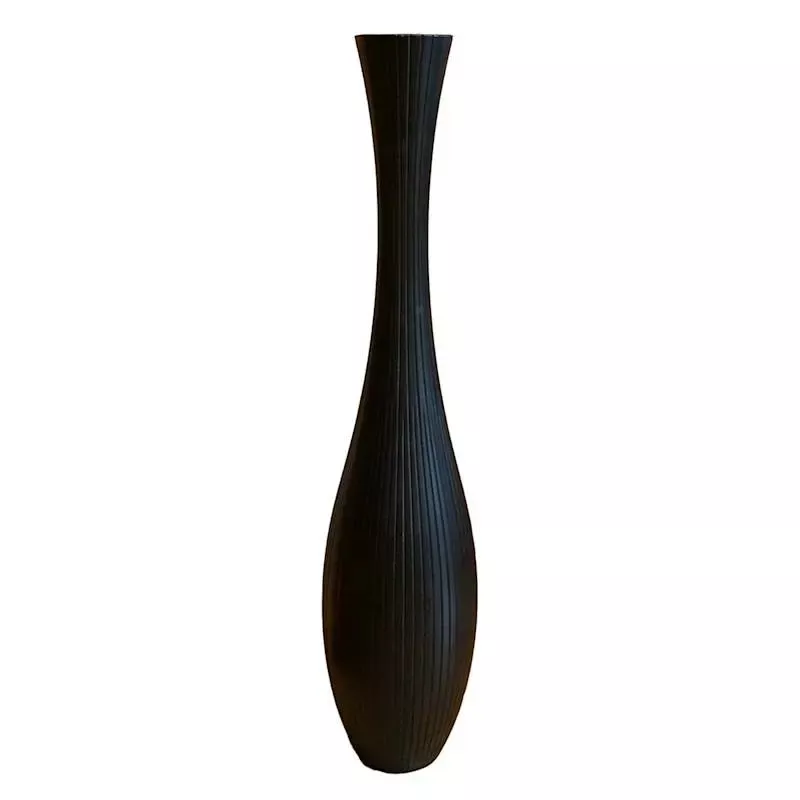 Carved Black Hourglass Oversized Vase, 36"