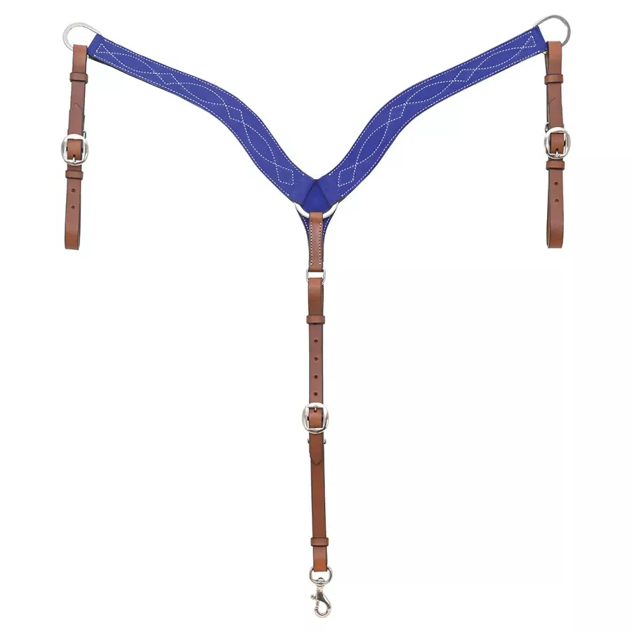 Circle Y Marfa Lights Suede Breast Collar - Royal Blue