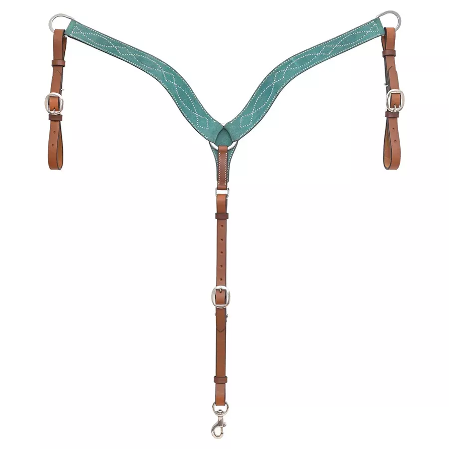 Circle Y Marfa Lights Suede Breast Collar - Teal