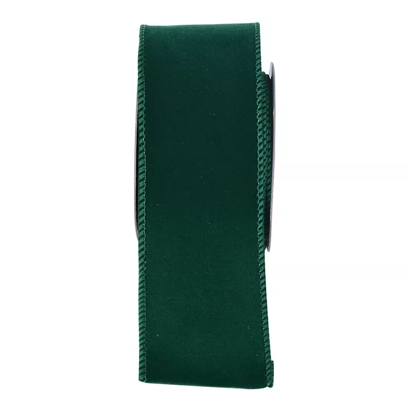 Classic Christmas 2.5" Green Velvet Ribbon, 10yd