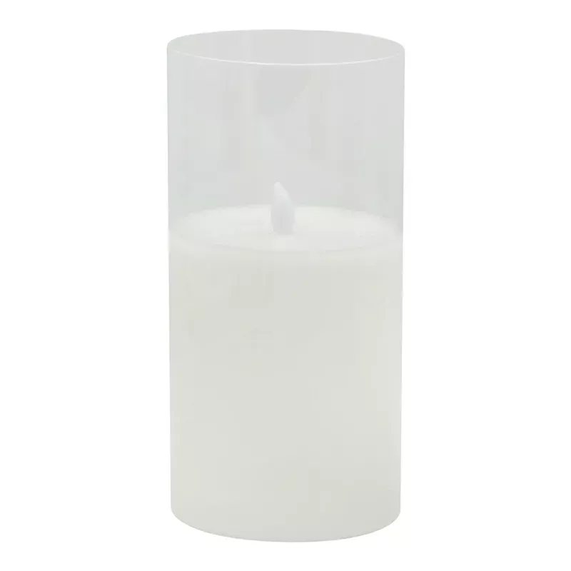 Clear Glass LED Pillar Candle with Timer, 4x8