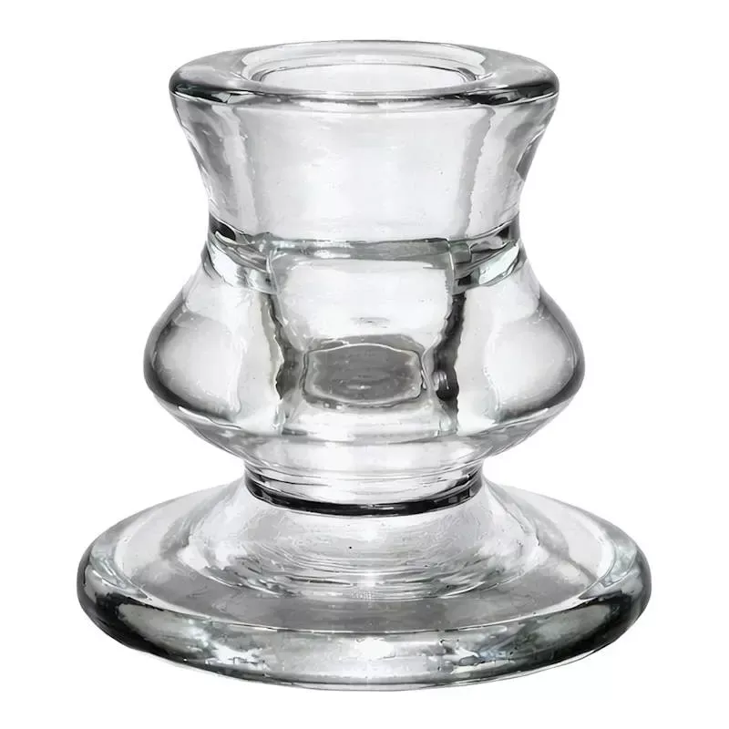Clear Glass Taper Candle Holder, 2"